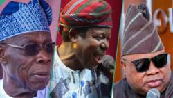 Viral video: Obasanjo kills it on stage performs on stage with King Sunny Ade, Gov Adeleke