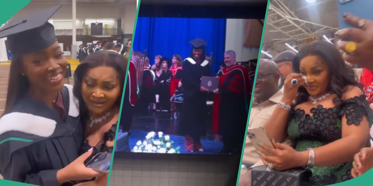 See touching video of Mercy Aigbe in tears as her daughter graduates from Canadian university