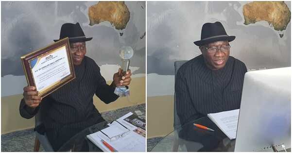 Accolades as former president Goodluck Jonathan shares photo of international award he just received
