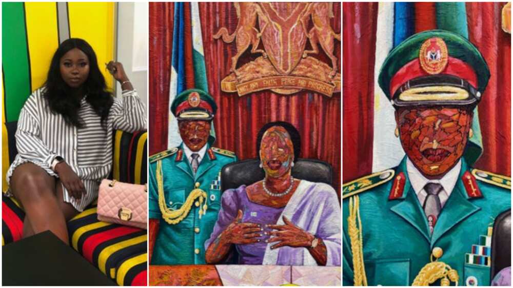 Nigerian lady paints women, 'foresees' country having female president in future, photos cause massive stir