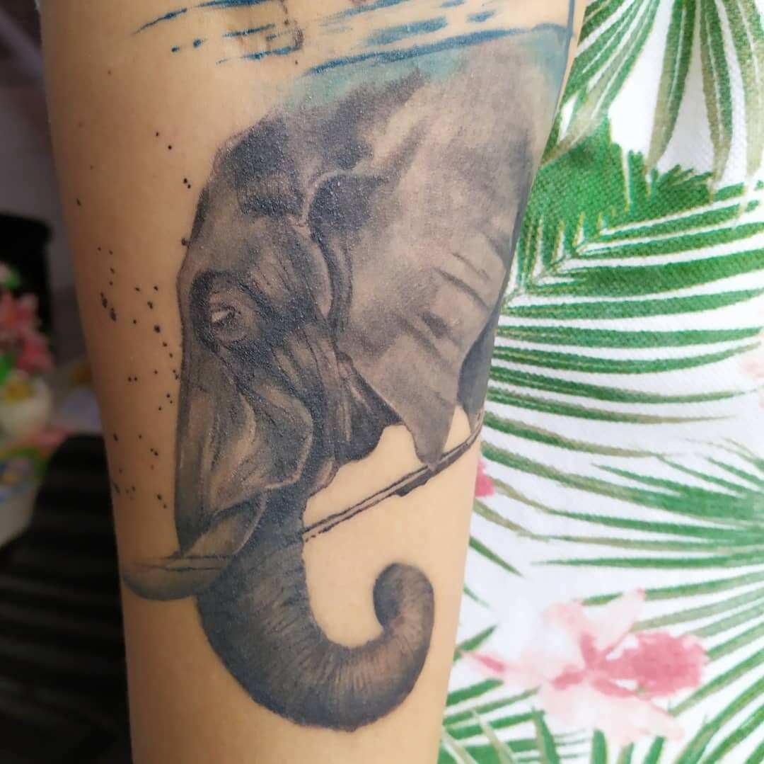 Premium Photo | Elephant tattoo on human body