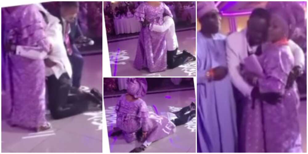 Emotional moment groom lay on the floor in tears to thank aunt for changing his life by taking him to US, video melts hearts