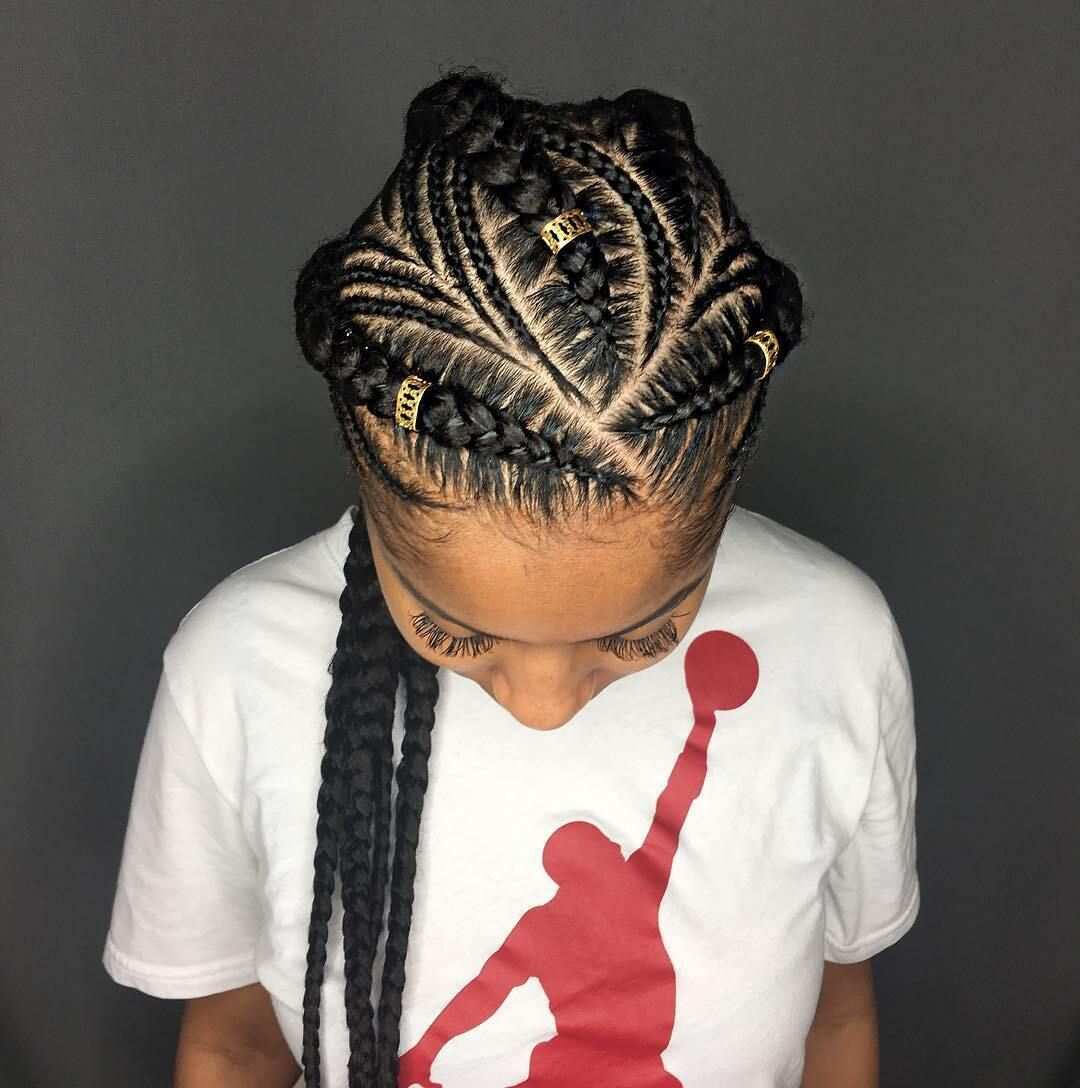 All back braids with natural hair in Nigeria