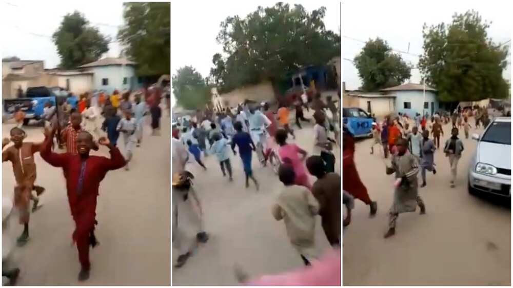 Up NEPA: Children jubilate loudly in the street as electricity is restored in Maiduguri after '56 days'