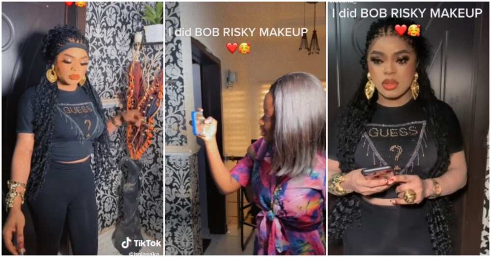 Rare video of Bobrisky, Okuneye Idris Olanrewaju, lady ho did Bobrisky's makeup, lady shares rare video of Bobrisky