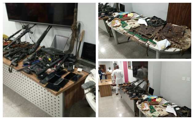 Weapons and charms belonging to Sunday Igboho displayed by DSS