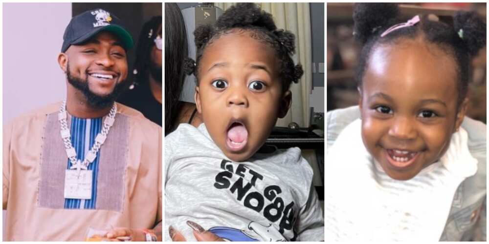 Reactions to resemblance between 2 of Davido’s kids Ifeanyi and Hailey from different mothers