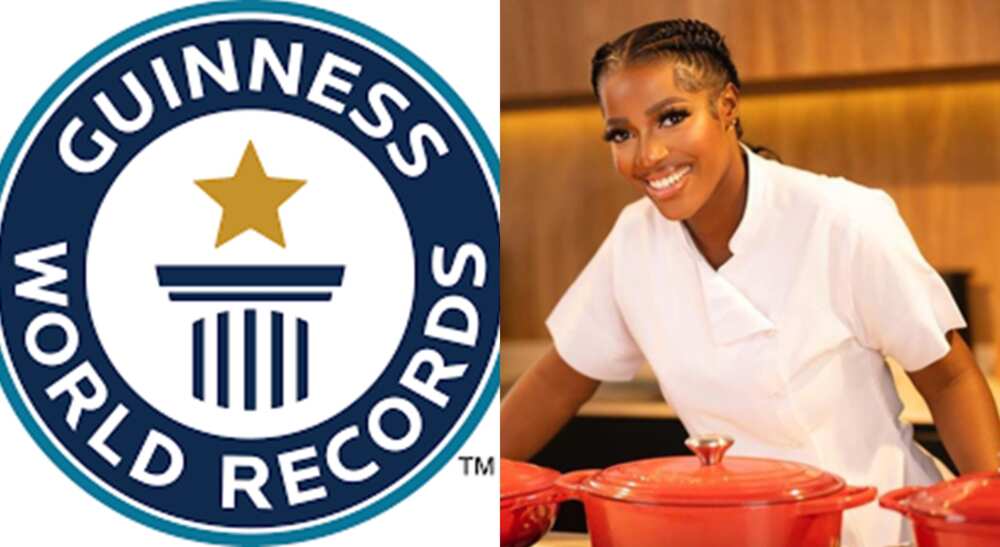 Photos of Guinness World Records logo and Hilda Baci.