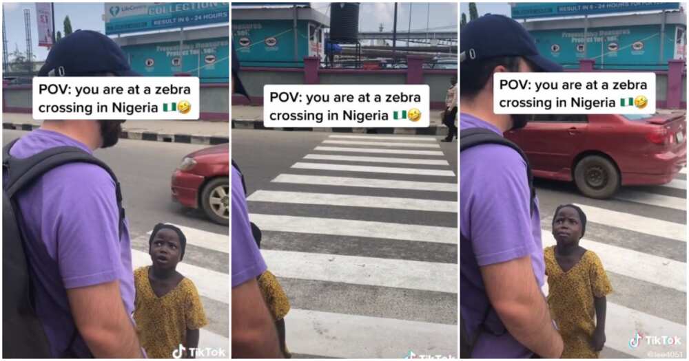 Zebra crossing, Lagos Island, white man stunned at zebra crossing, video