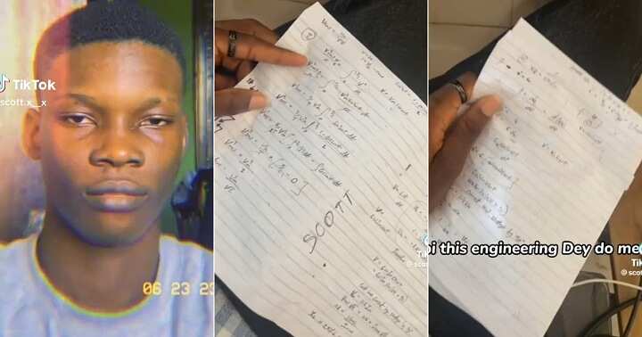 Nigerian Engineering student displays his notebook