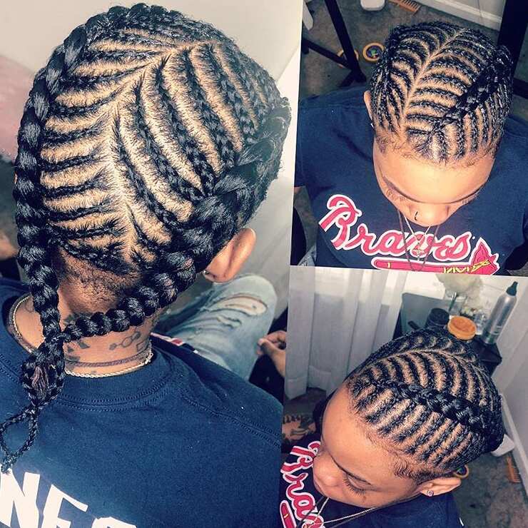 fishbone cornrows for men