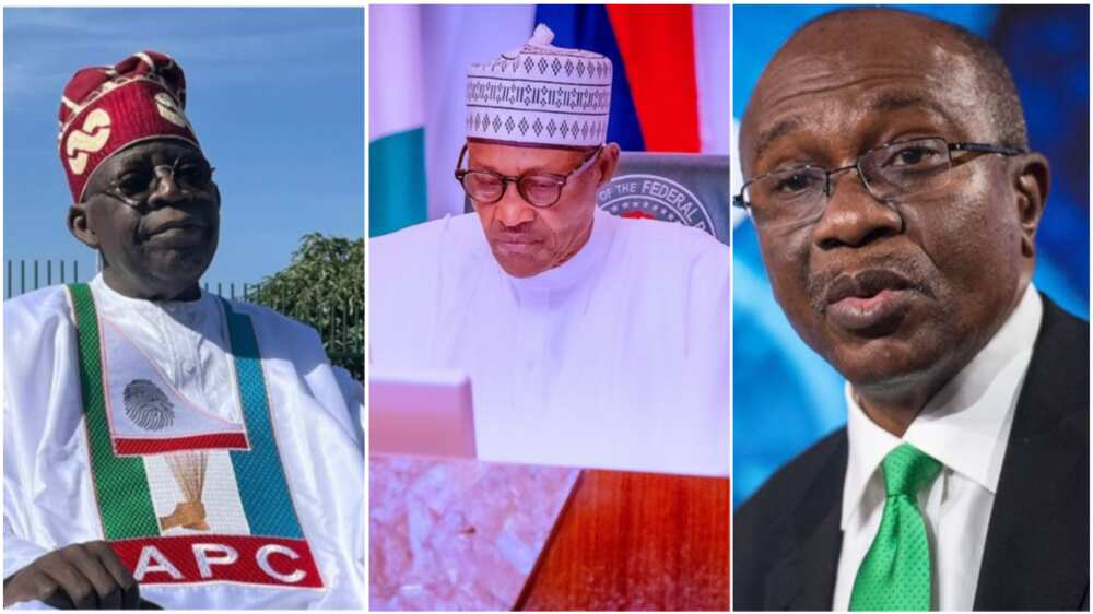 Godwin Emefiele/Bola Tinubu/Muhammadu Buhari/Bayo Onanuga/CBN/2023 Election Godwin Emefiele/Bola Tinubu/Muhammadu Buhari/Bayo Onanuga/CBN/2023 Election