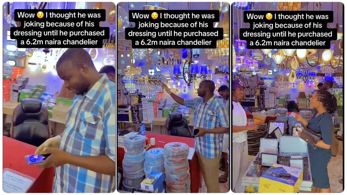 WATCH: Man in Simple Dress Enters Luxury Shop and Buys Chandelier for N6.2 Million, Transfers the Money