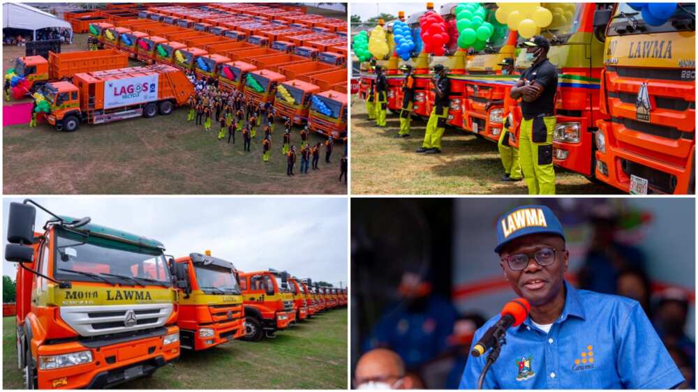 Photos of the 102 Beautiful Locally Assembled Waste Disposal Trucks Sanwo-Olu Launches in Lagos