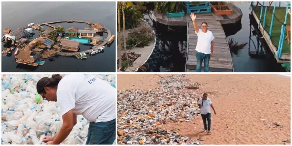 Trash to wealth: Man builds fine hotel that floats on sea, he used 800k plastic bottle wastes to create it
