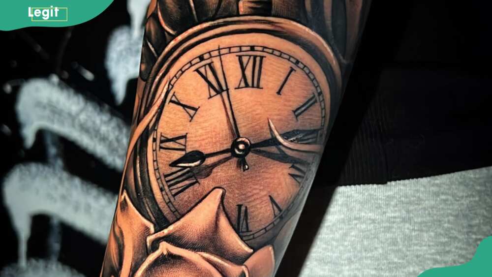 Antique grandfather clock tattoo