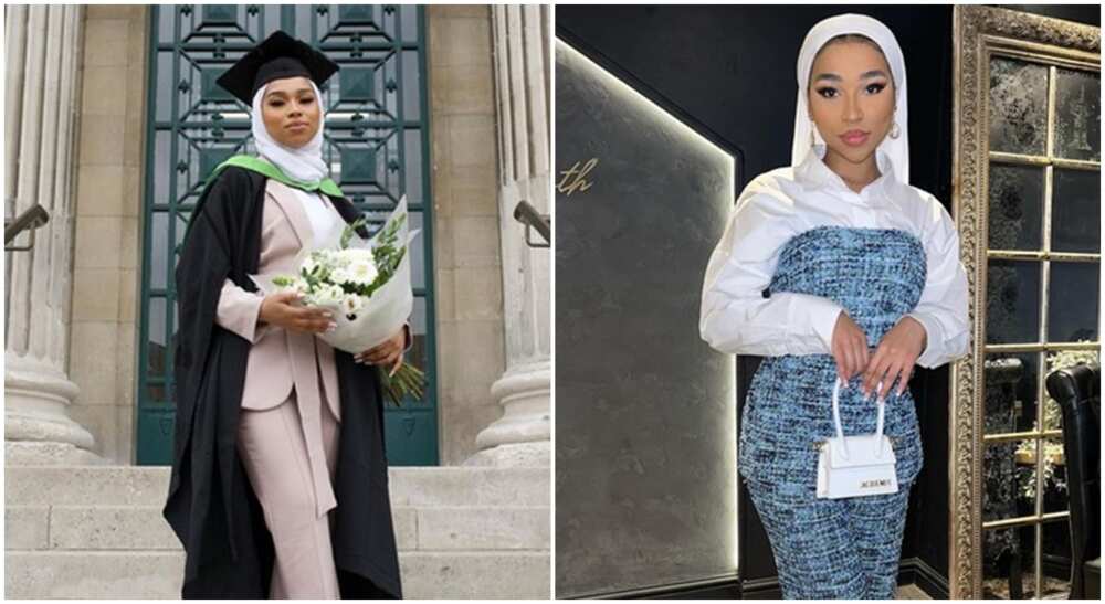 Photos of pretty black lady in graduation gown as she becomes a doctor.