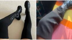Na your leg no big: Nigerians react as lady disappointed over leather boots ordered online