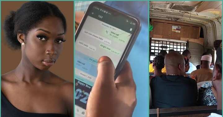 Check out what a lady was caught doing with her phone inside a public bus