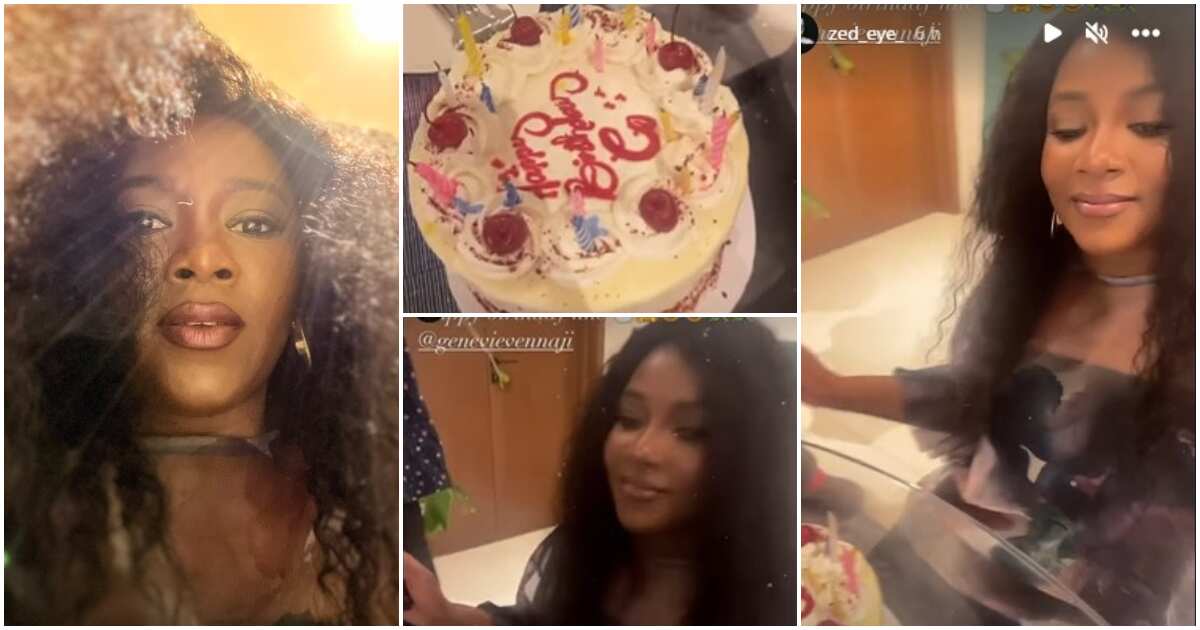 Video: Genevieve Nnaji spotted with a cake on her birthday