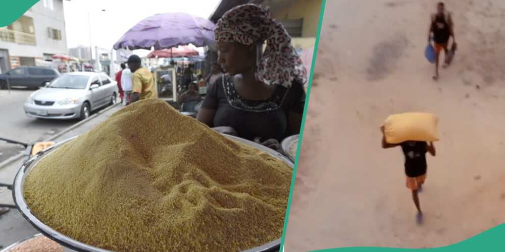 Video emerges as student resumes school with a bag of garri