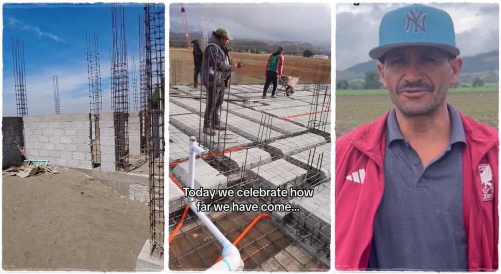 Photos of a man building his house after he was deported.