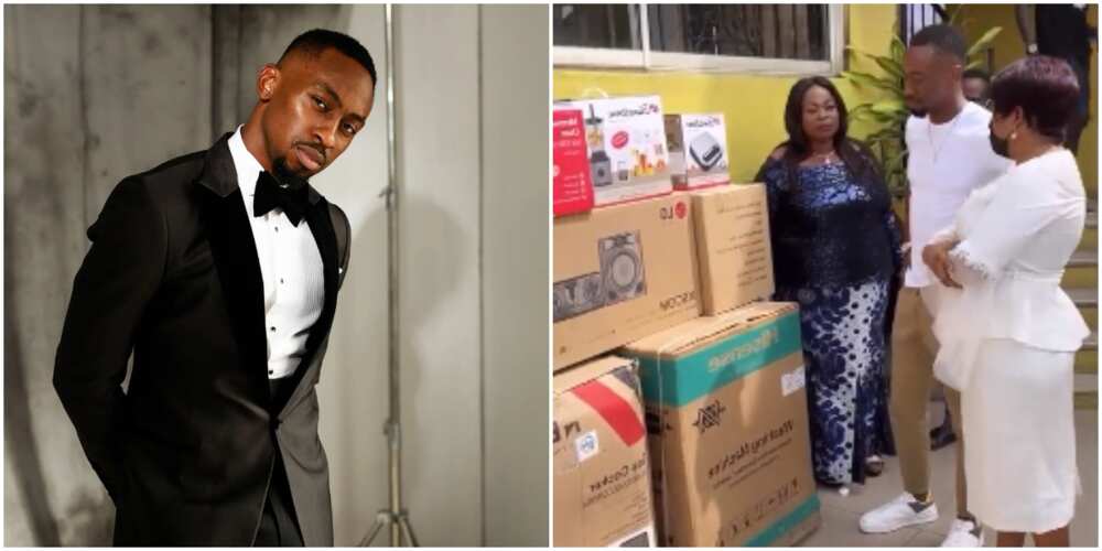 BBNaija's Saga blushes as middle-aged female fans furnish him with expensive home appliances