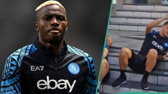 Video of Osimhen snubbing his Napoli teammates during training after clubs racist TikTok clip trends