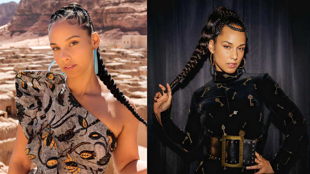 Alicia Keys' braided ponytail hairstyles