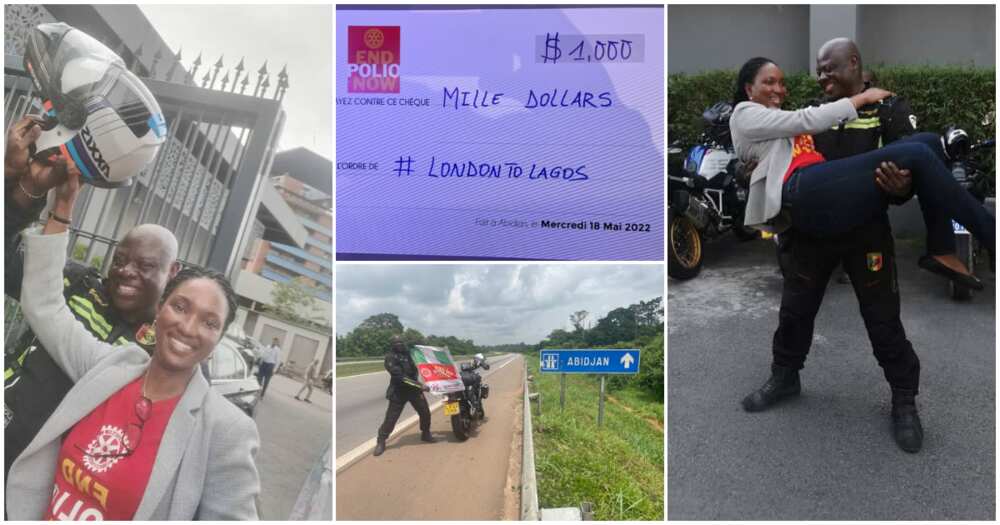 Kunle Adeyanju latest, Kunle Adeyanju, Zenab, Ivorian lady, End Polio, London to Lagos biker Kunle Adeyanju, N415k, $1, 000