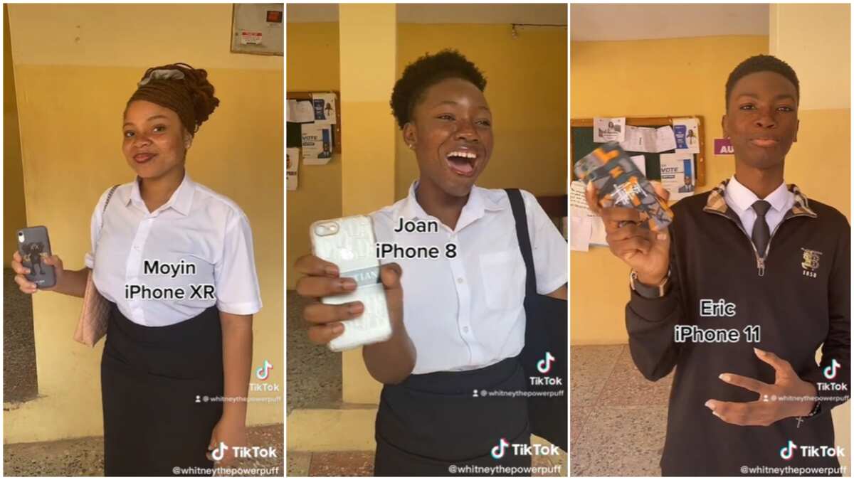 Video showing Nigerian law students with different phones stirs reactions, see the lady with iPhone 7