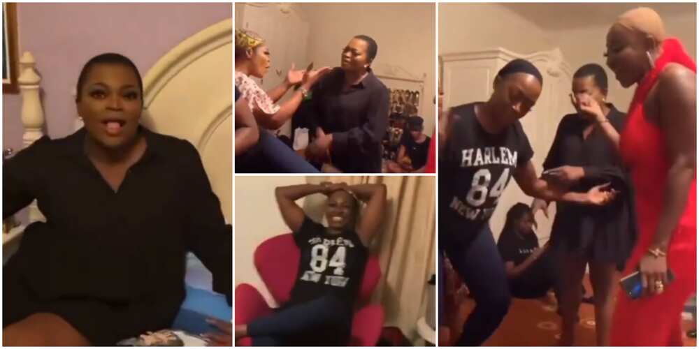 Hilarious videos of Kate Henshaw, Funke Akindele, and others on a movie set crack fans up on social media