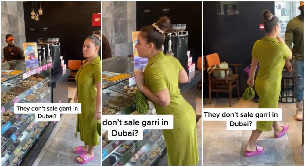 Mild drama in Dubai as white lady demands Nigerian garri in restaurant.