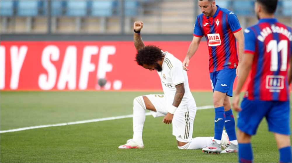 Marcelo performs black power pose in solidarity with Black Lives Matter movement