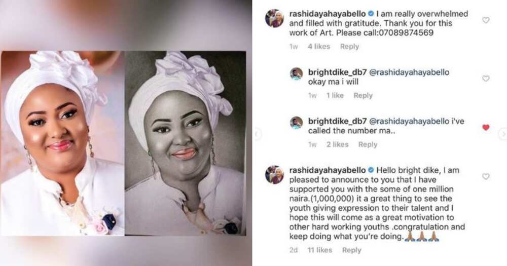 Artist receives N1m for painting portrait of Kogi state governor's wife Rashida Yahaya Bello