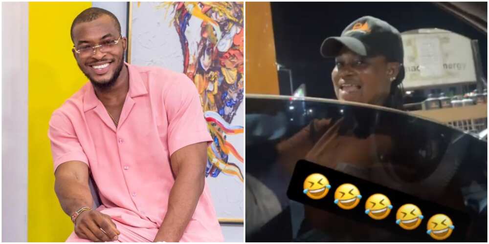 BBNaija's Eric blushes hard in cute video as female attendant recognizes him at filling station