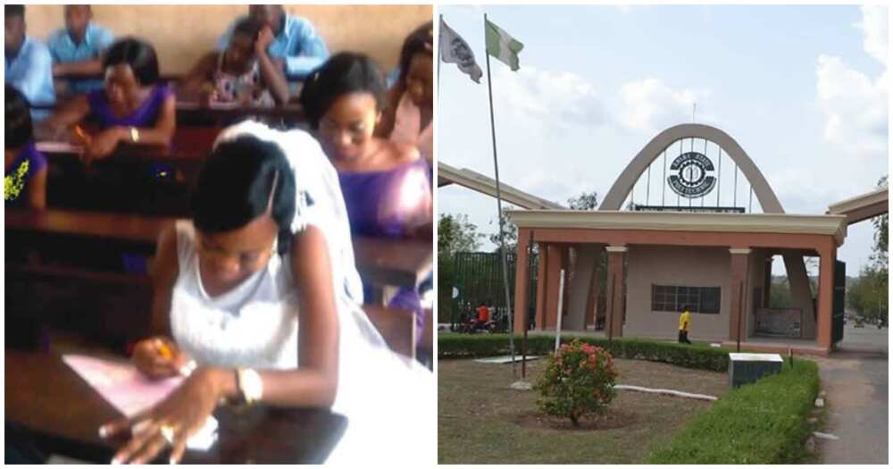 Nigerian lady writes exam in wedding gown, video stirs reactions on social media Nigerian lady writes exam in wedding gown, video stirs reactions on social media