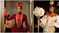 Bridal elegance: 3 looks actress Ini Dima-Okojie donned on her traditional wedding day