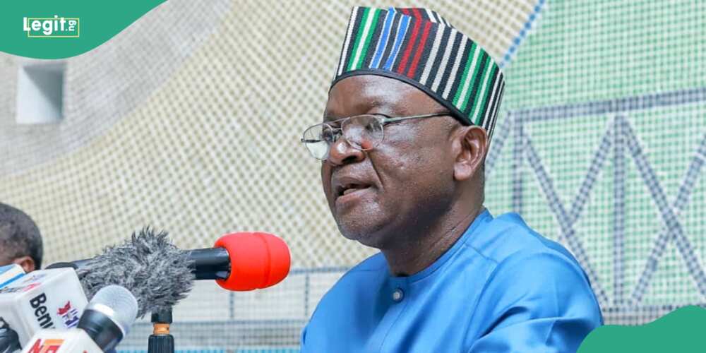 Former Benue state governor Ortom addressing the people
