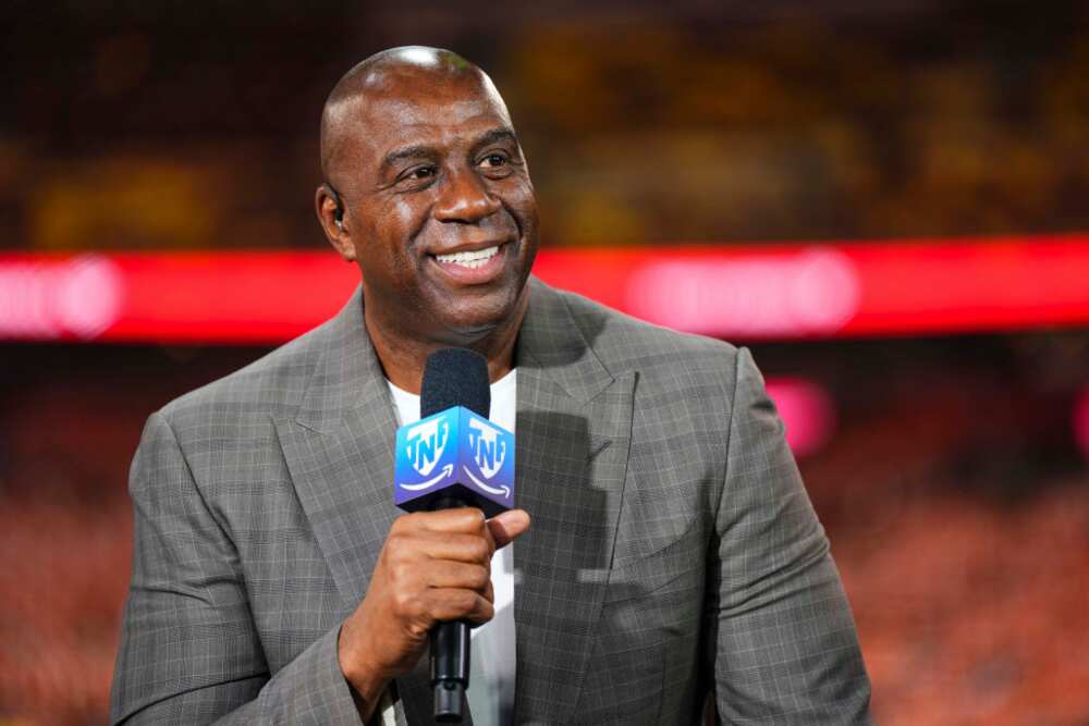 Magic Johnson visits connected  the acceptable   of the pregame amusement   successful  Landover, Maryland.