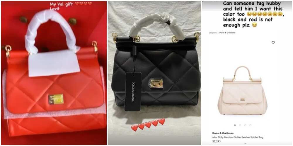 Nina receives two N872k Dolce & Gabbana bags as Valentine's gift from hubby, demands more