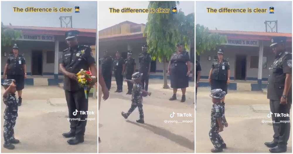 Little boy in police uniform