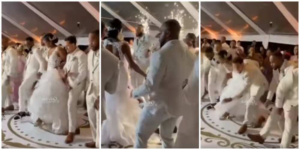 Couple and Groomsmen Scatter Dance Floor at Wedding as They Groove to ...