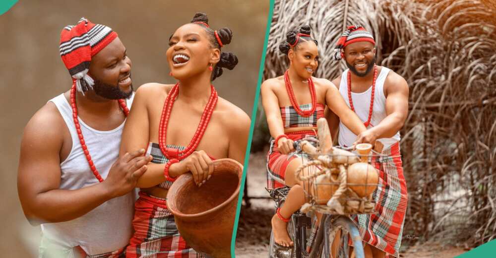 Deby Osacr and fiancé adorn Igbo attire