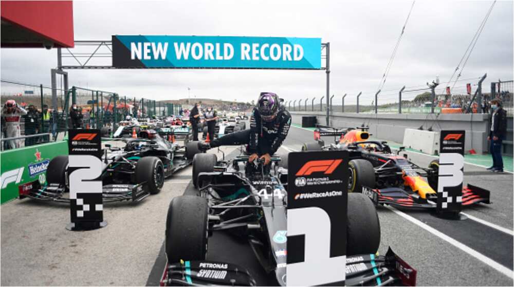 Lewis Hamilton breaks Michael Schumacher's win record at the Portuguese Grand Prix