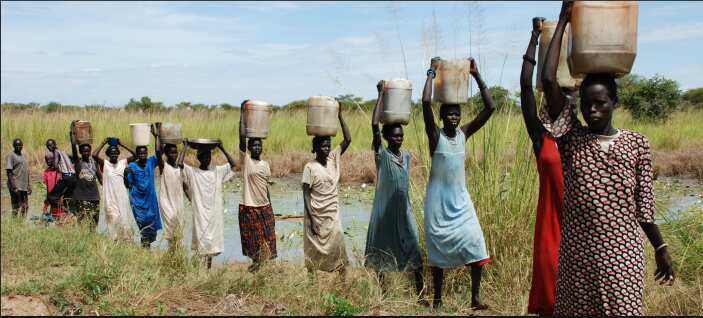 South Sudan women carrying water