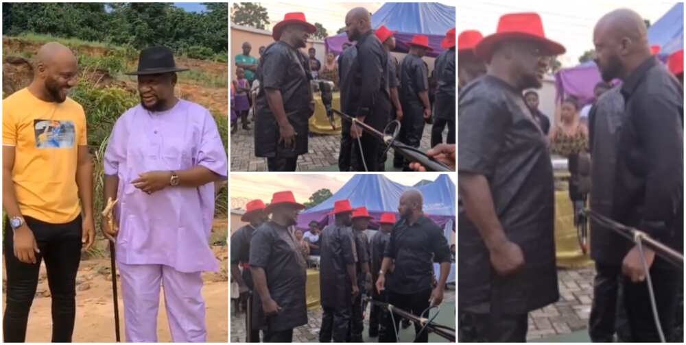 Baritone Voice Battle: Nollywood Actors Yul Edochie and Alex Usifo Come Face To Face On Movie Set