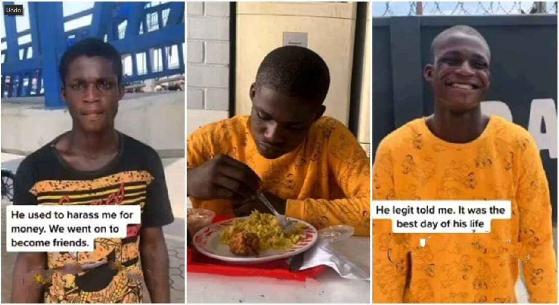 Young man gets special treatment from stranger who bought him clothes, food, says it's his best day in video