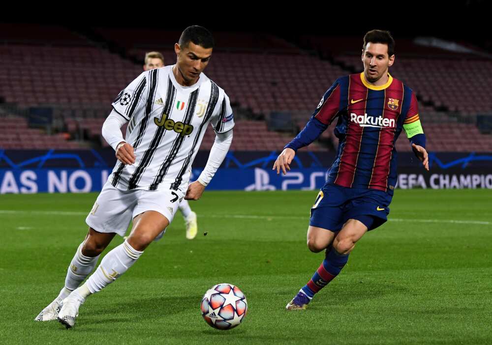 Cristiano Ronaldo and Messi in action