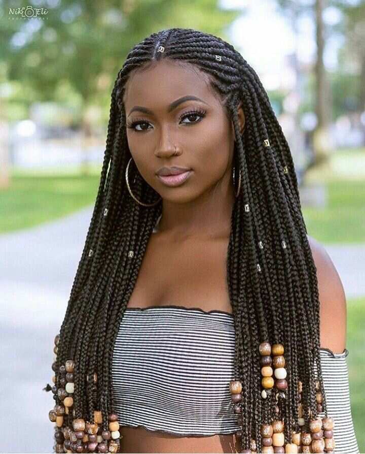 All back braids with natural hair in Nigeria